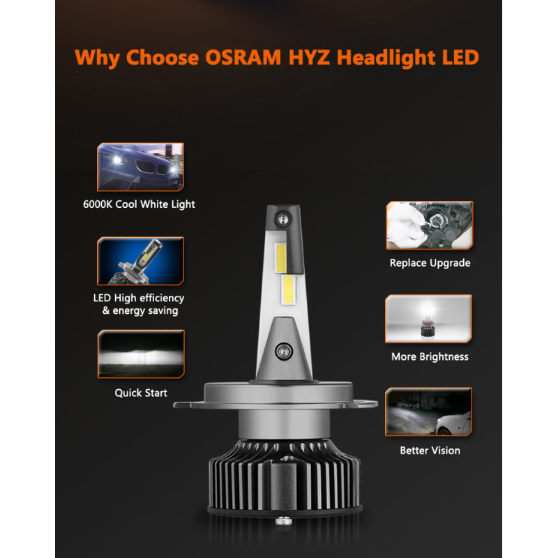 OSRAM H4 H11 H7 Led Bulb 9012 HIR2 HB2 HB3 9005 HB4 9006 Car Lights Faro H1  Led Moto 6000K Mini Headlight Auto 12V Lampada Turbo