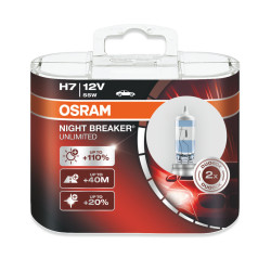 OSRAM H7 Night Breaker Unlimited 64210NBU 12V 55W 3600K PX26d Halogen Headlight