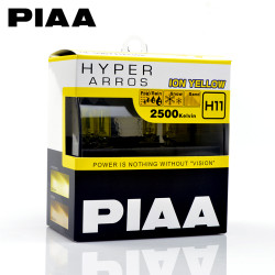 PIAA HY110 SOLAR YELLOW 2500K H11 12V 55W Halogen Bulb,2 Pack