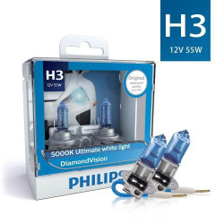 Philips Diamond Vision H3 5000K 12V 55W 12336DVS2 Halogen Headlight