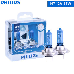 Philips Diamond Vision H7 5000K 12V 55W 12972DVS2 Halogen Bulbs