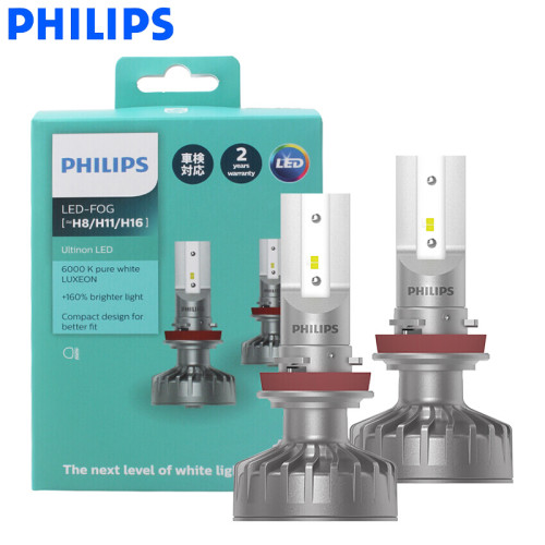 PHILIPS Ultinon LED H8 H11 H16 Fog Light Bulbs 6000K +160% 11366ULX2