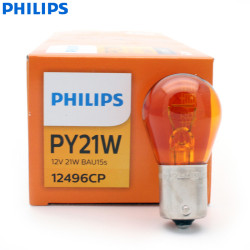 Philips PY21W BAU15s S25 12496 Amber Miniature Bulb, 10 Pack