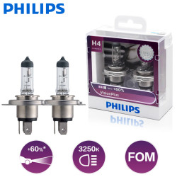 Philips H4 VisionPlus Upgrade Headlight Bulb with up to 60% More Vision, 2 Pack