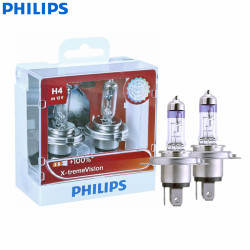 Philips X-treme Vision H4 Car Halogen Headlight Bulbs 12V 60/55W +100%,2 Pack