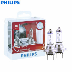 Philips X-treme Vision H7 Car Halogen Headlight Bulbs 12V 55W +100%,2 Pack